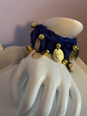 Belly Dancing pair of Wrap Bracelets with Gold Coin Charms